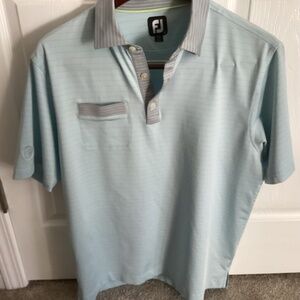 MENS Foot Joy FJ Lt. Blue n Gray Striped Polo Size L- Nice